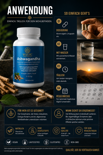 WEDIC Ashwagandha avec KSM-66® – Testé en Suisse