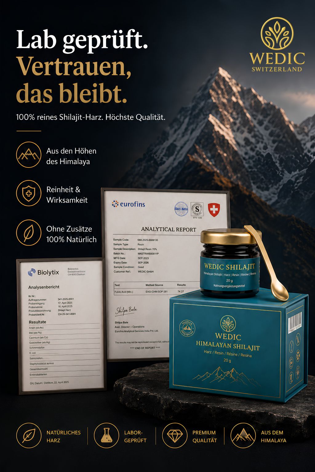 WEDIC Himalaya-Shilajit – In der Schweiz getestetes Mineralharz
