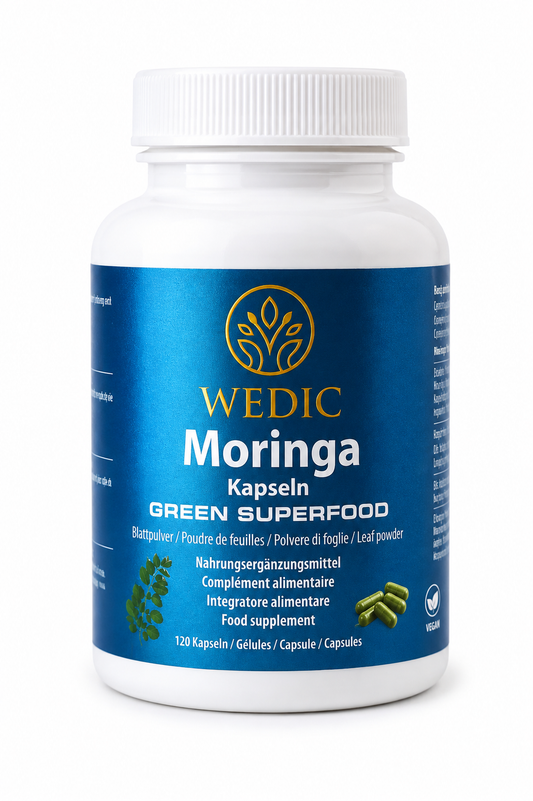 WEDIC Moringa Kapseln mit Moringa-Blattpulver, 120 Kapseln, vegane Nahrungsergänzung